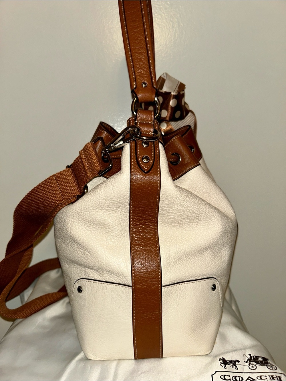 Coach Mickie Drawstring Spectator Bucket Bag.  Pebble Leather, EUC Vintage - Picture 6 of 12